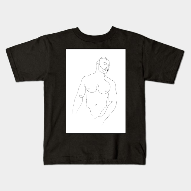 Male Torso Line Drawing Kids T-Shirt by AdamRegester